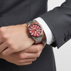 NWT Authentic Rgmt Recon Diver Automatic Red Dial Men's Watch